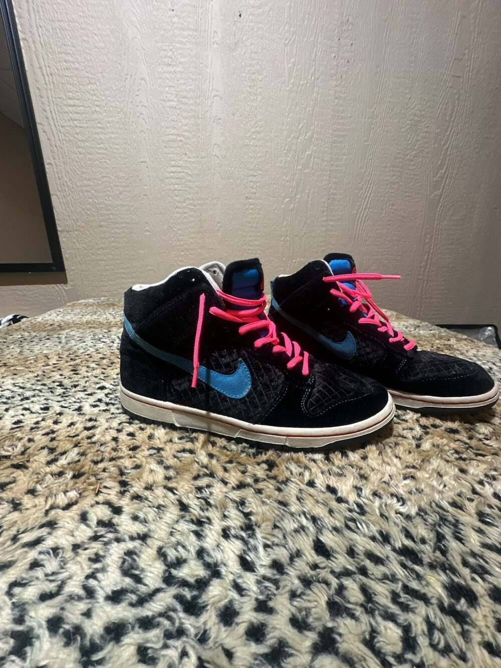 Nike Dunk High 6.0 Black Velvet Neon Sneaker Shoes
